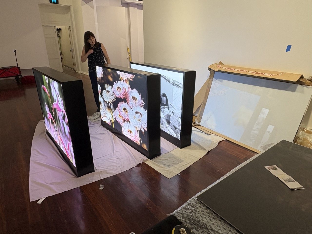 Commercial illuminated lightbox signage installation